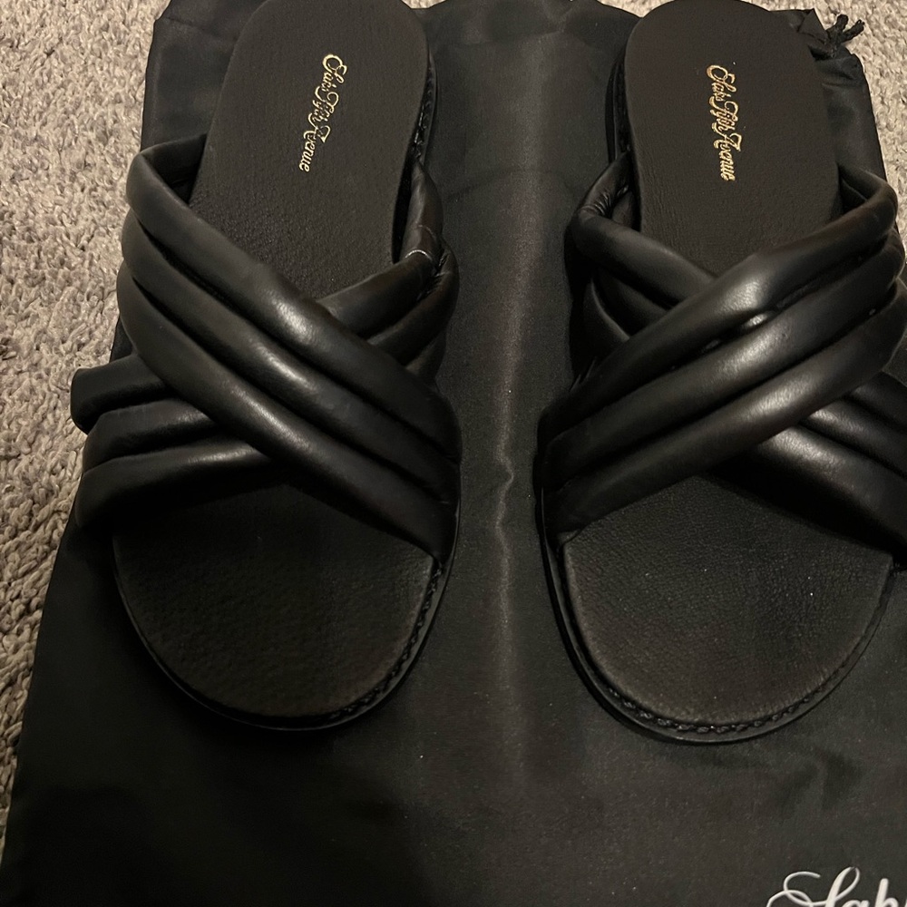 Saks Fifth Avenue Black Slide Sandals